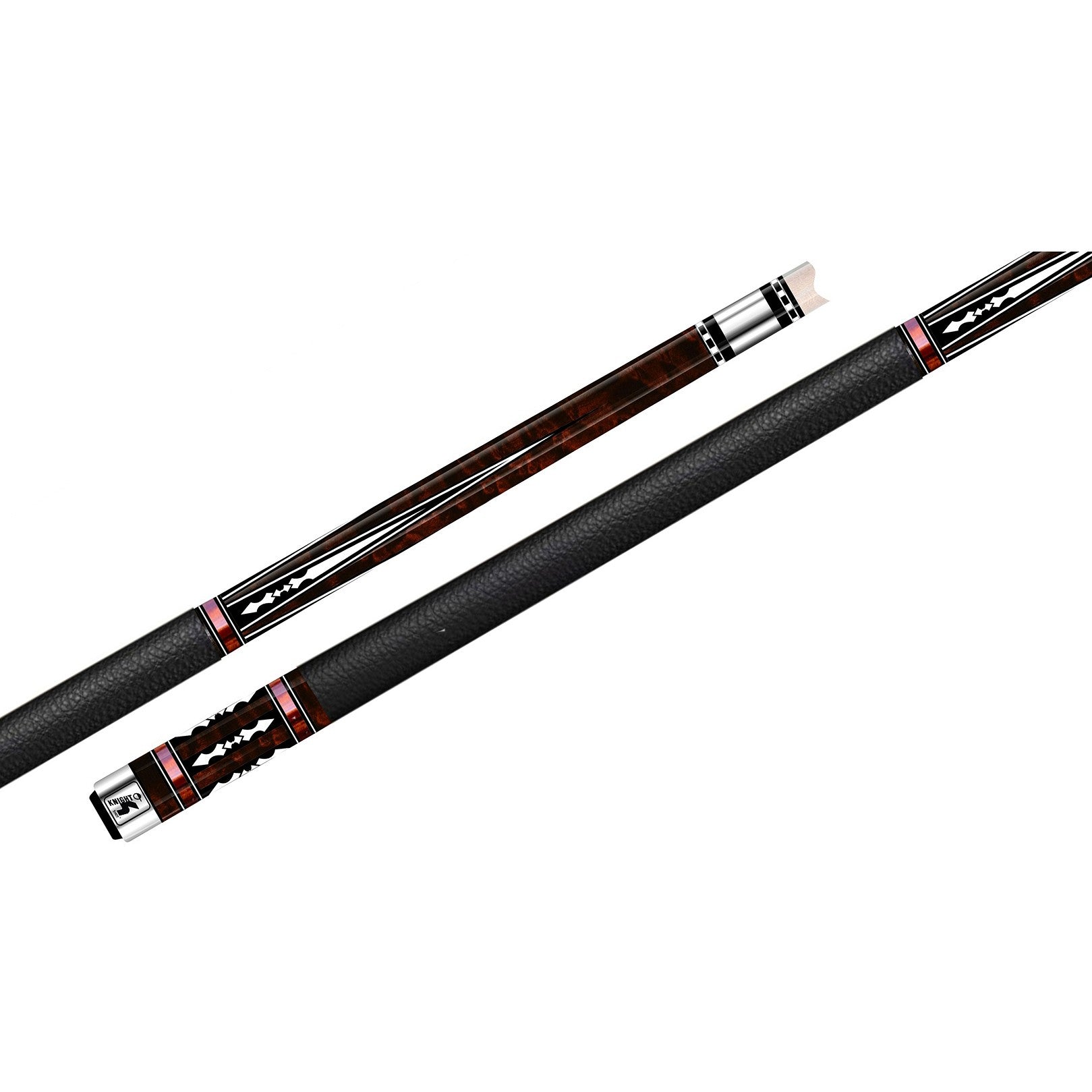 Knight Shot Pool Cue KSP6 2pc | Quick Release Joint | A2 Birdseye Maple &Polyboard Carved With Decal | Leather Grip