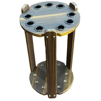 Knight Shot Cue Stand Round | 9pcs Cue | Dark Brown