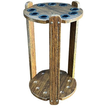 Knight Shot Cue Stand Round | 9pcs | Brown Finishing